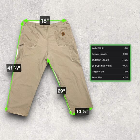 ★ Carhartt Vintage (90’s) Tan Carpenter Workwear Pants w/ Utility Pockets ★ - Picture 5 of 7